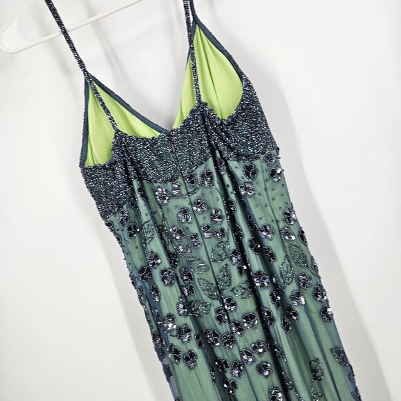 Cache Dress Blue Green y2k Beaded Sequin Embellished Maxi Prom Whims Goth Size M - Picture 10 of 12